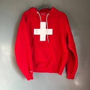 SPLASH ARTS Unisex XXL Red Swiss Hoodie Sweatshirt Comfort Travel 100% Cotton
